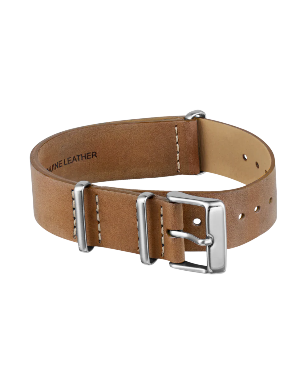 18mm Leather Slip-Thru Double Layer Strap