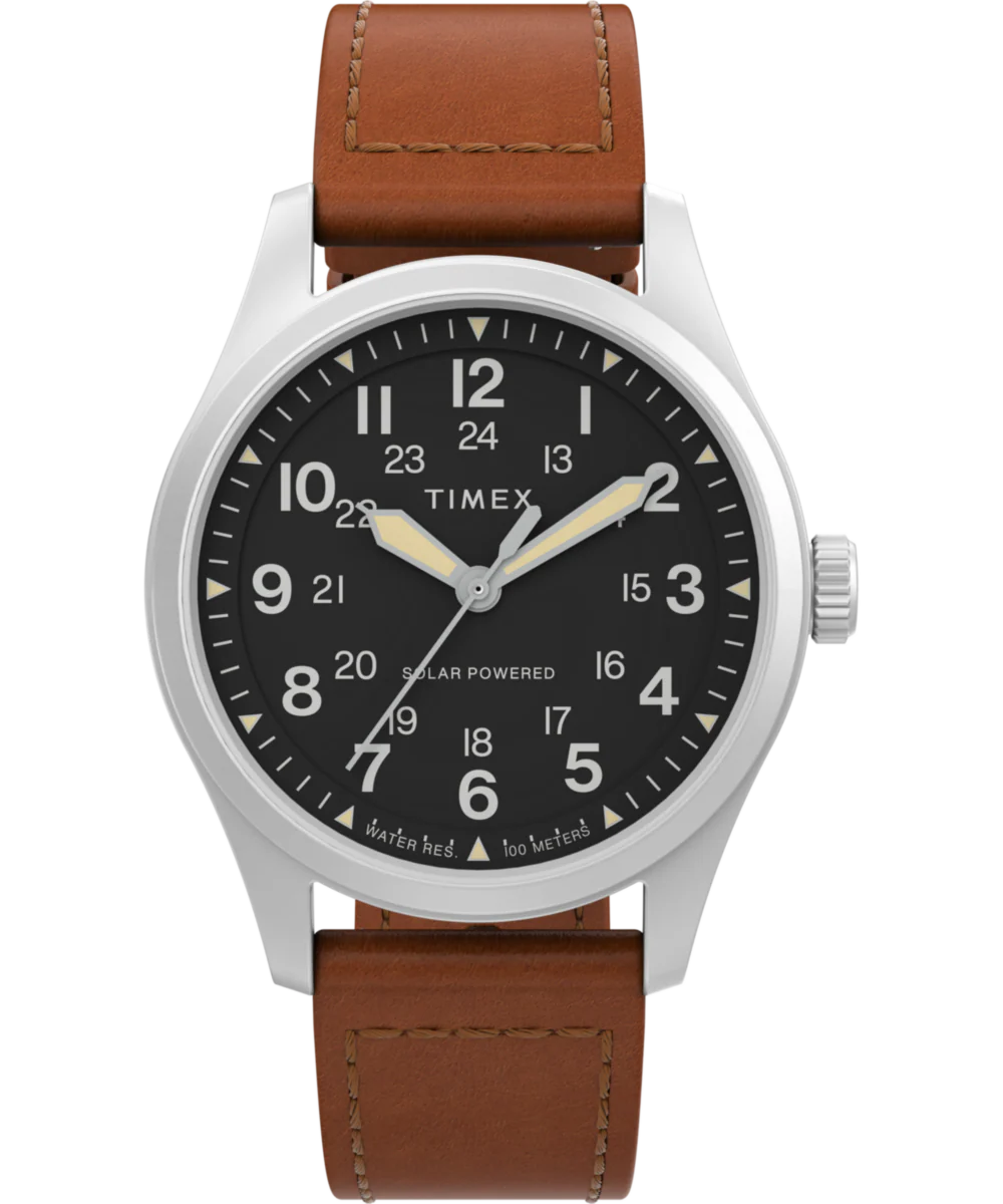 Expedition Field Post Solar 36mm Eco-Friendly Leather Strap Watch