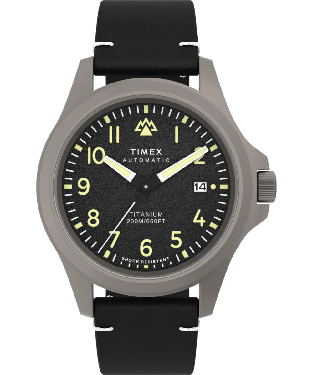 Expedition® Field Post Titanium Automatic 41mm Eco-Friendly Leather Strap Watch