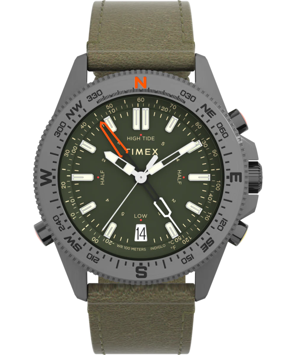 Expedition Tide-Temp-Compass 43mm Leather Strap Watch