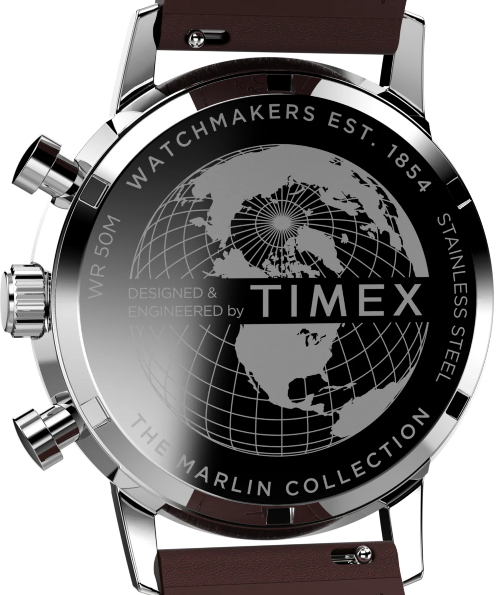 Marlin® Chronograph Tachymeter 40mm Leather Strap Watch - Image 4