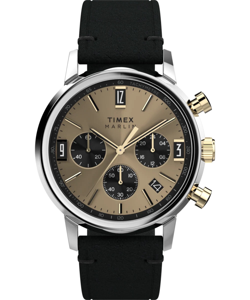 Marlin® Chronograph Tachymeter 40mm Leather Strap Watch