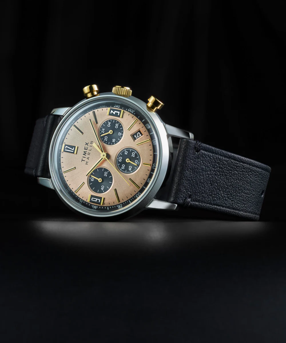 Marlin® Chronograph Tachymeter 40mm Leather Strap Watch - Image 7