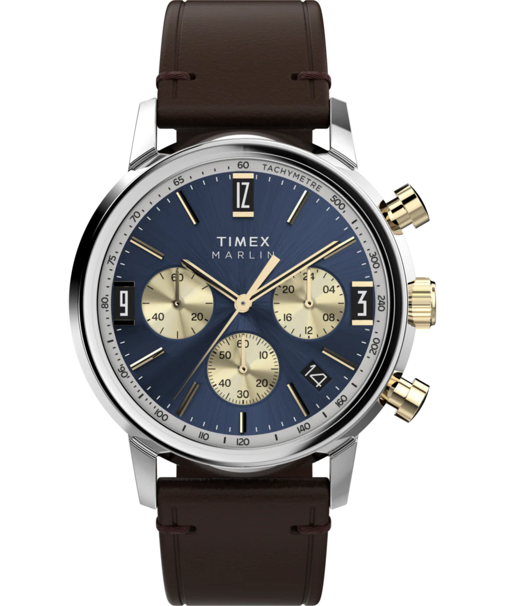 Marlin® Chronograph Tachymeter 40mm Leather Strap Watch