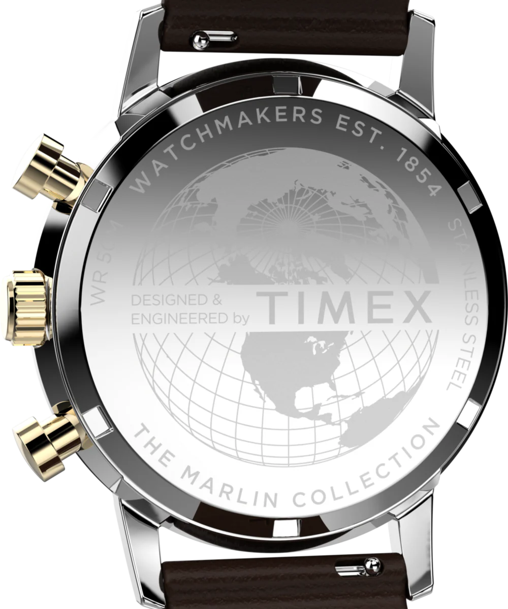 Marlin® Chronograph Tachymeter 40mm Leather Strap Watch - Image 6
