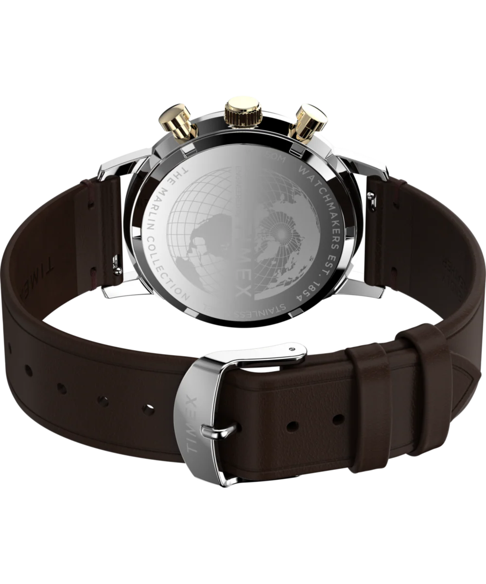 Marlin® Chronograph Tachymeter 40mm Leather Strap Watch - Image 7