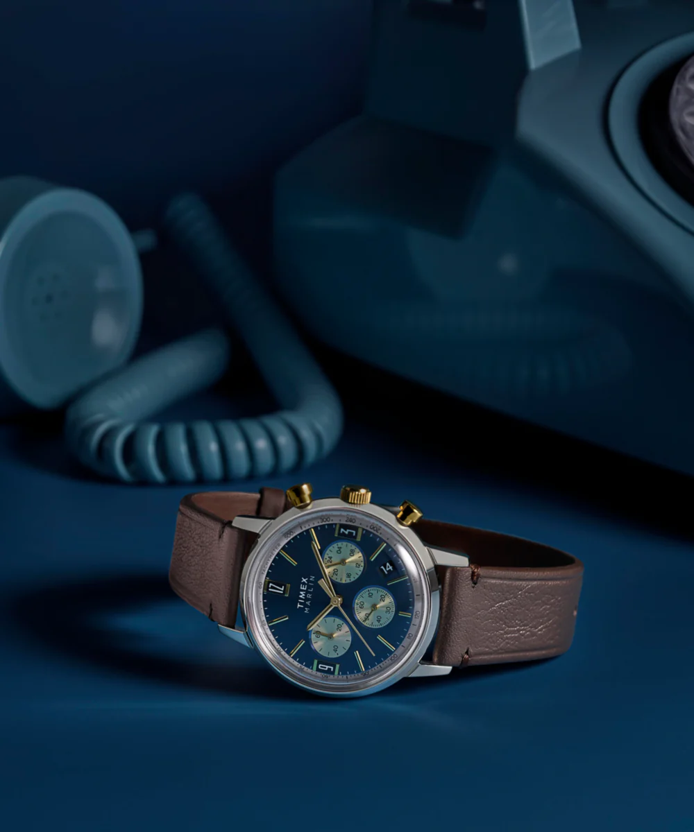 Marlin® Chronograph Tachymeter 40mm Leather Strap Watch - Image 8