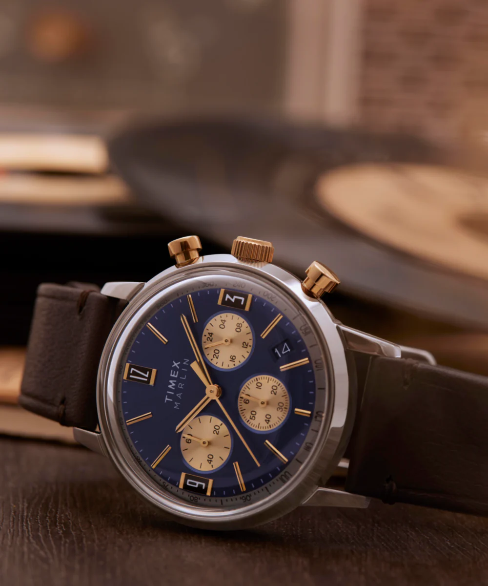 Marlin® Chronograph Tachymeter 40mm Leather Strap Watch - Image 9