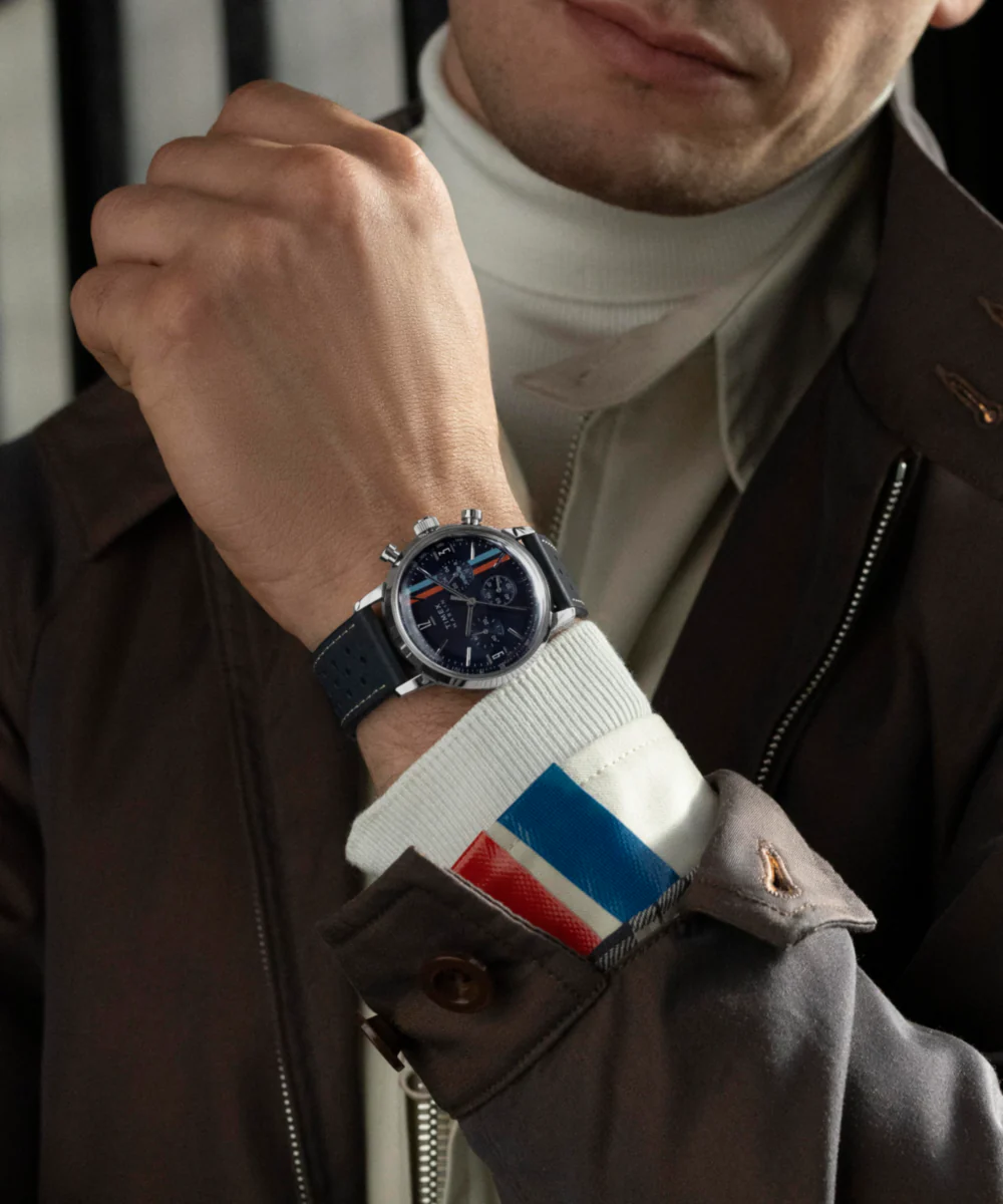 Marlin® Chronograph Tachymeter 40mm Leather Strap Watch - Image 3