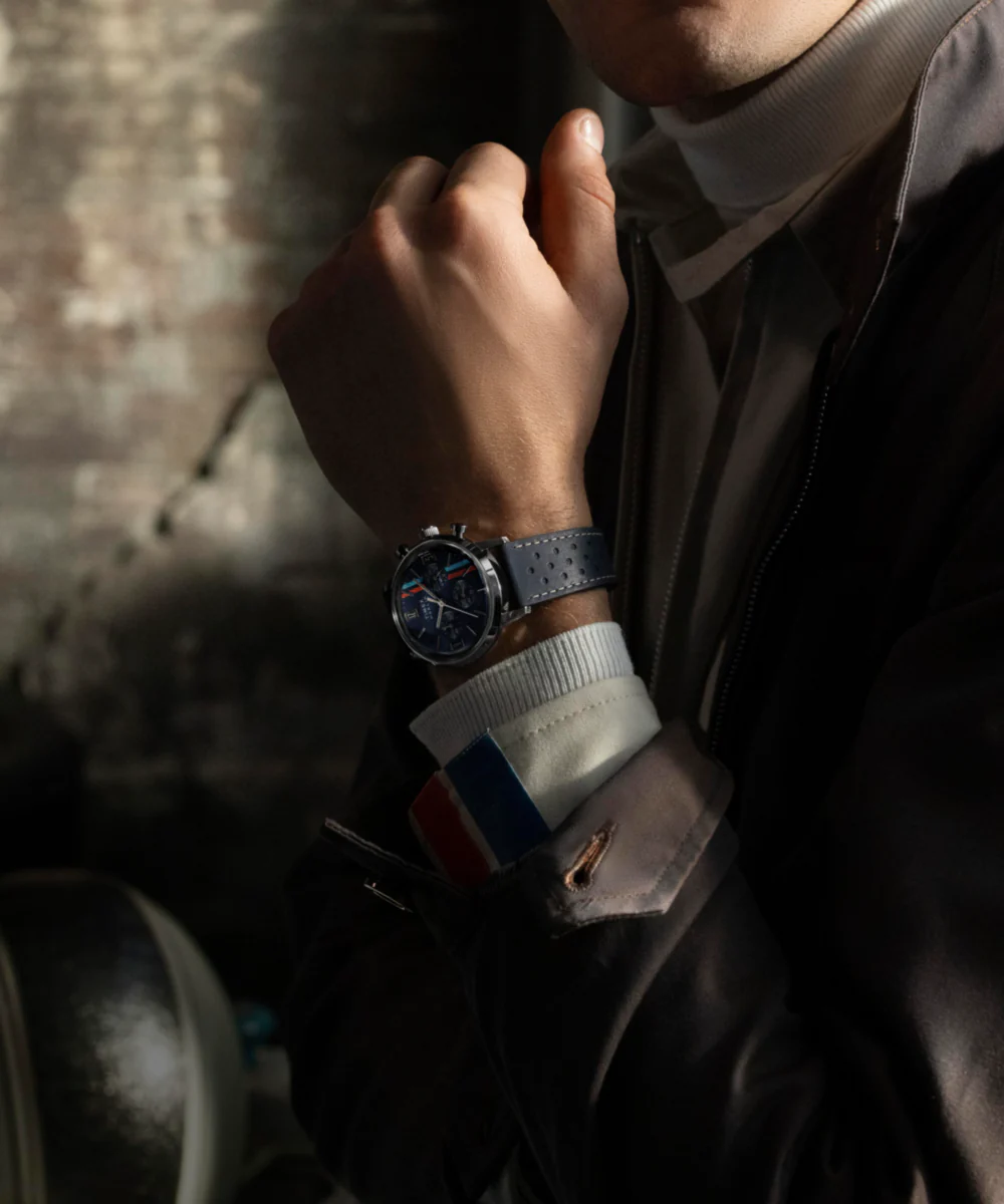 Marlin® Chronograph Tachymeter 40mm Leather Strap Watch - Image 4