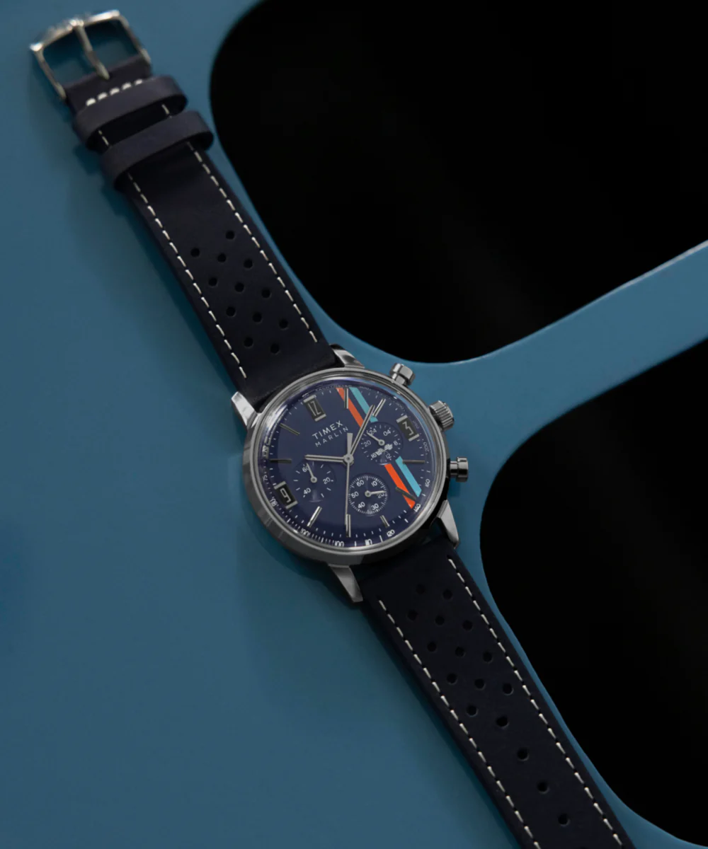 Marlin® Chronograph Tachymeter 40mm Leather Strap Watch - Image 9
