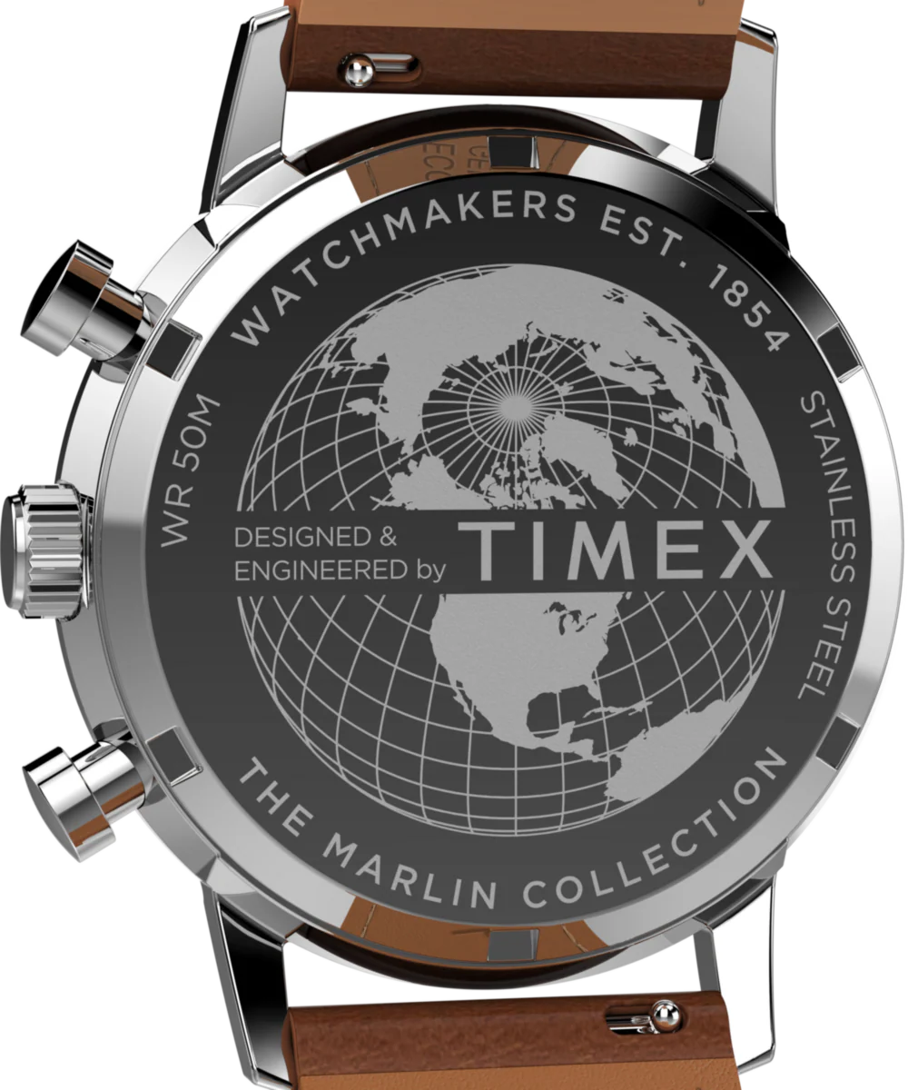 Marlin® Chronograph Tachymeter 40mm Leather Strap Watch - Image 5