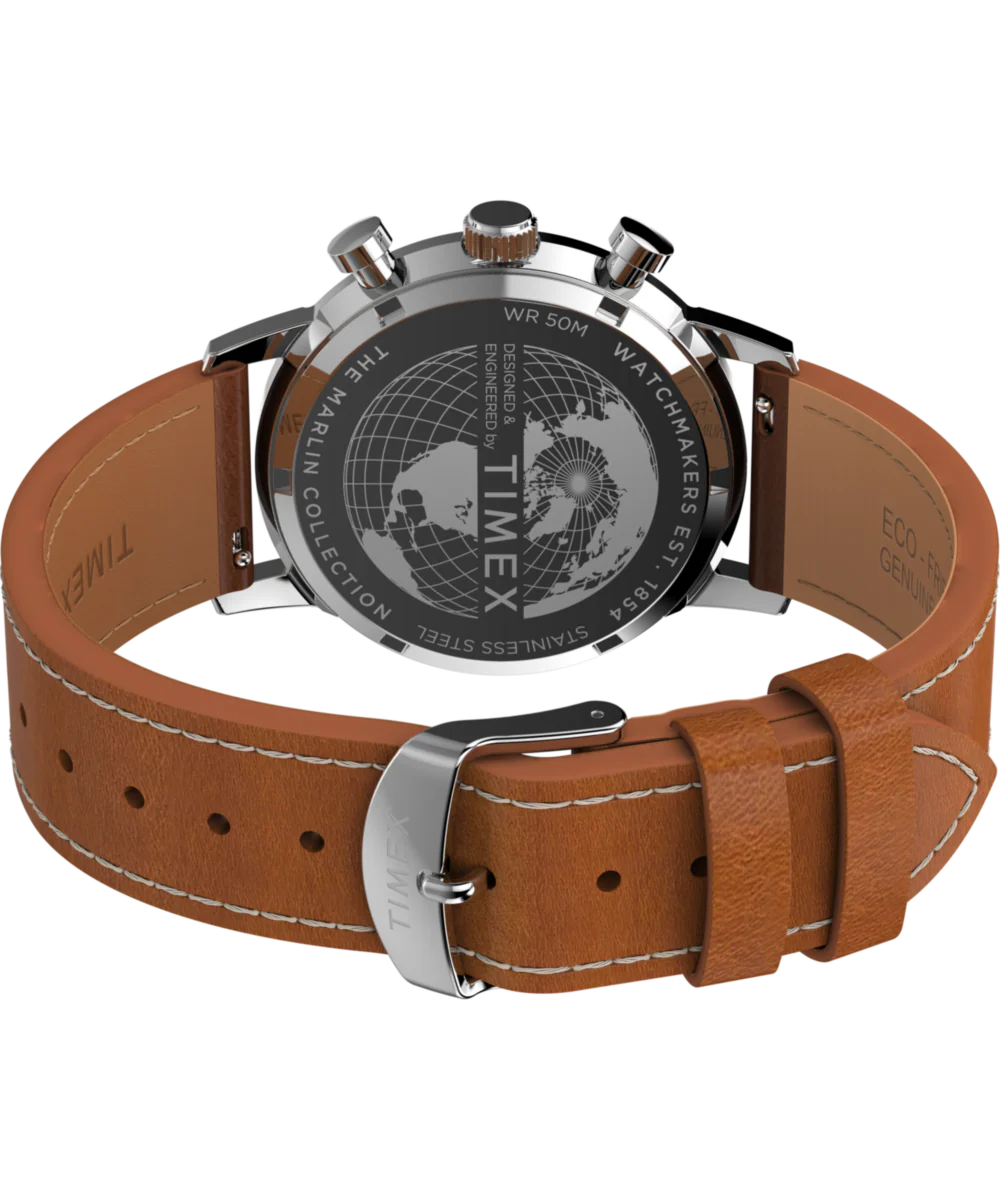 Marlin® Chronograph Tachymeter 40mm Leather Strap Watch - Image 6