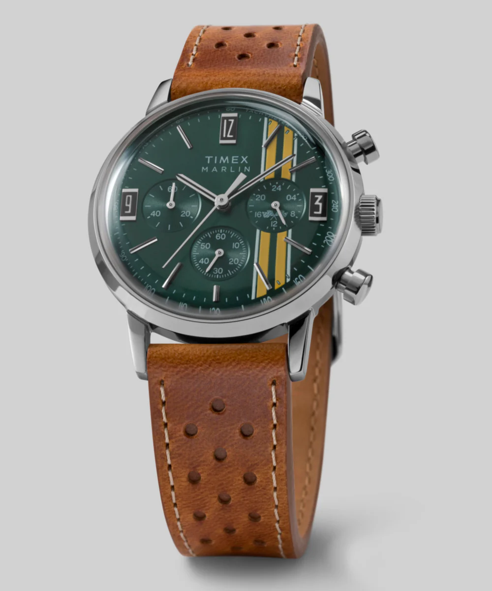 Marlin® Chronograph Tachymeter 40mm Leather Strap Watch - Image 7
