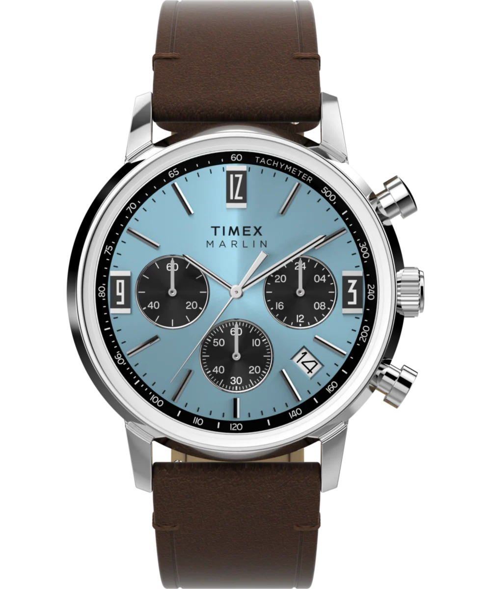 Marlin® Chronograph Tachymeter 40mm Leather Strap Watch