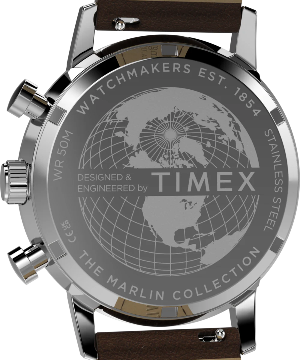 Marlin® Chronograph Tachymeter 40mm Leather Strap Watch - Image 5