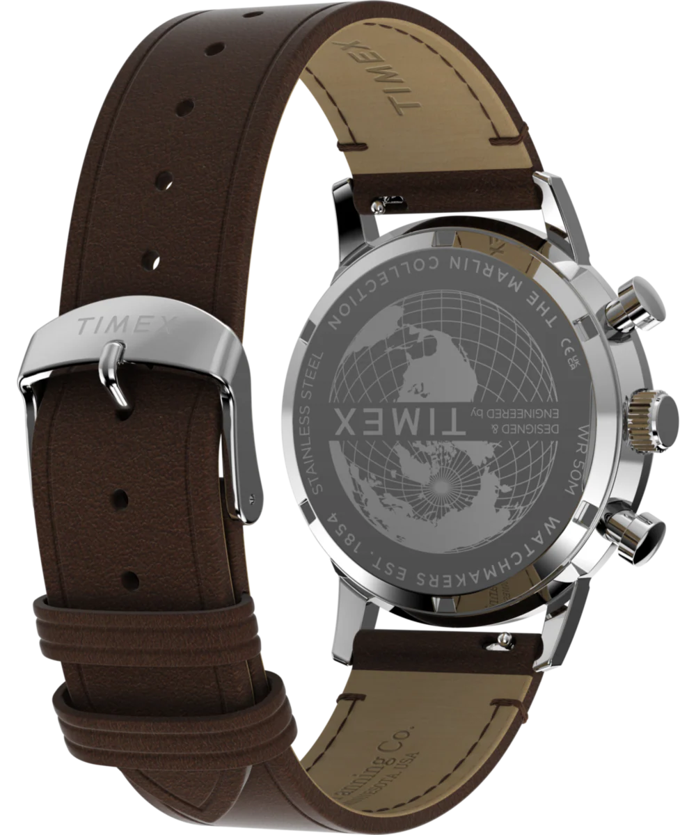 Marlin® Chronograph Tachymeter 40mm Leather Strap Watch - Image 6