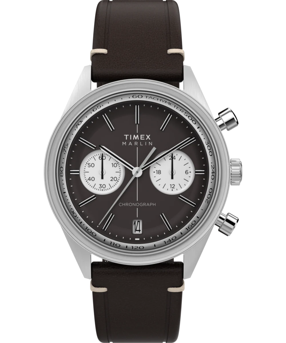 Marlin® Jet Quartz Chronograph 40mm Leather Strap Watch