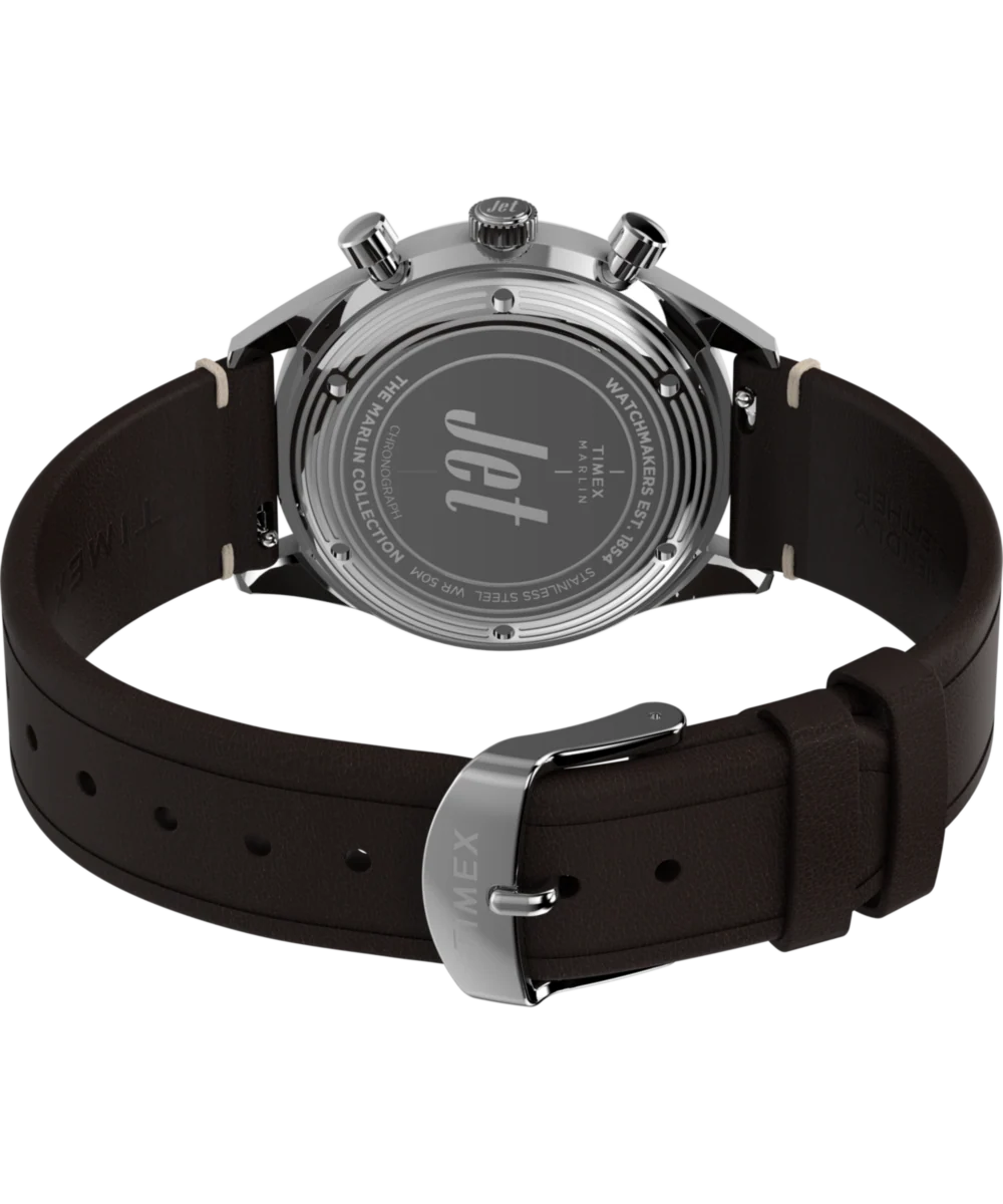 Marlin® Jet Quartz Chronograph 40mm Leather Strap Watch - Image 6