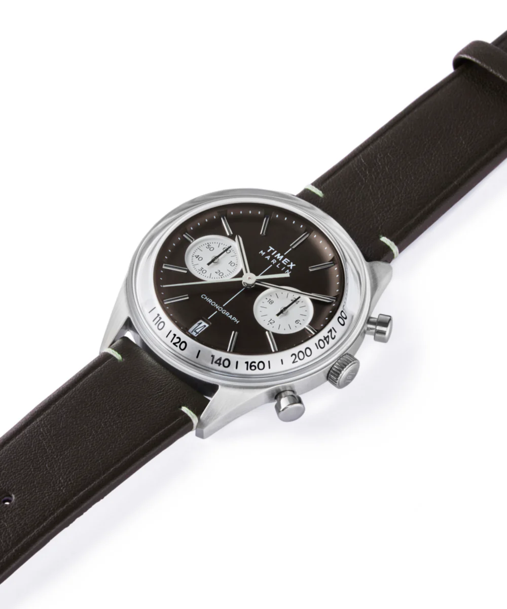 Marlin® Jet Quartz Chronograph 40mm Leather Strap Watch - Image 7