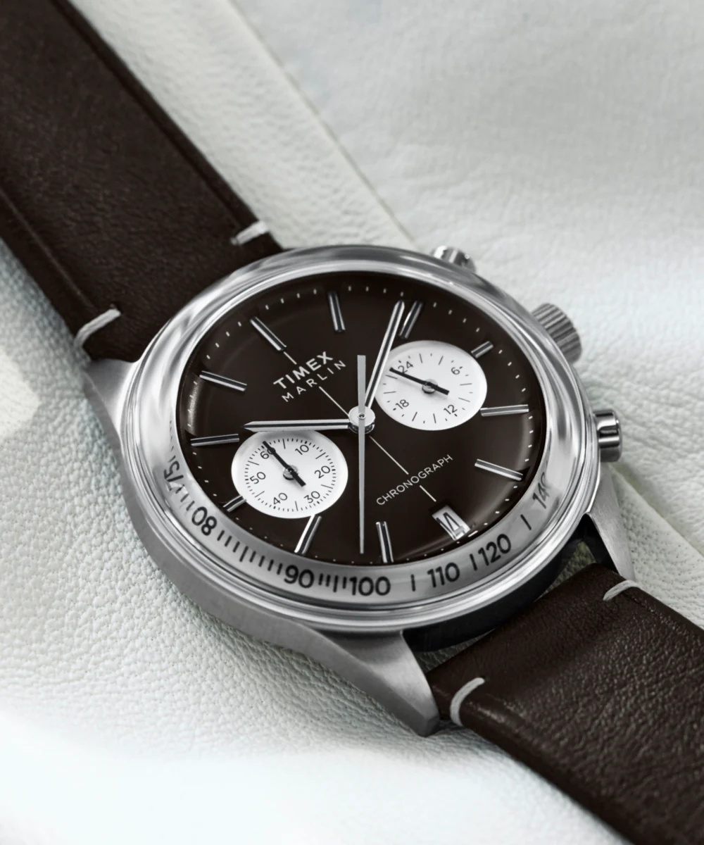 Marlin® Jet Quartz Chronograph 40mm Leather Strap Watch - Image 8