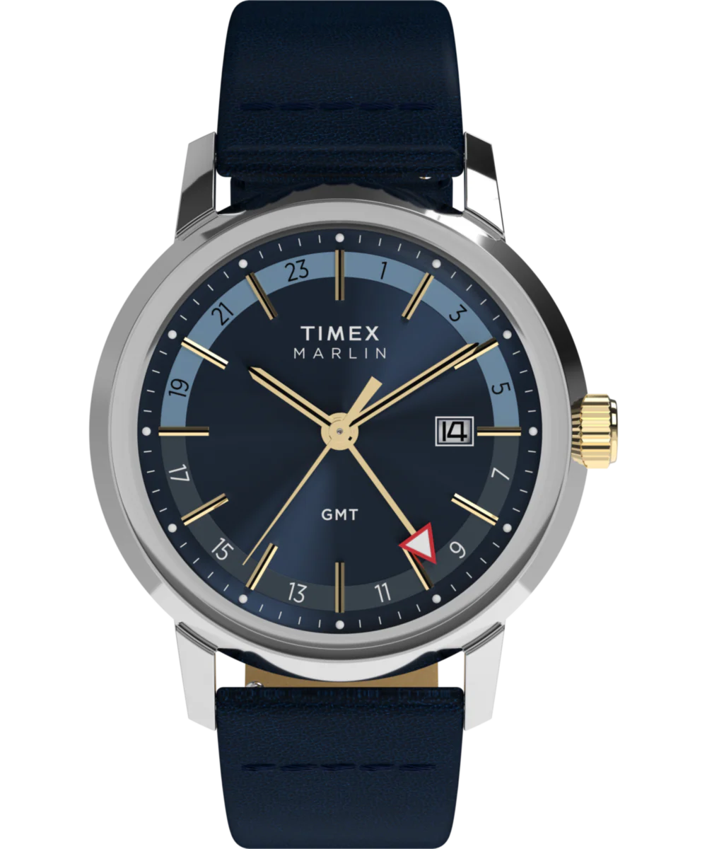 Marlin® Quartz GMT 40mm Leather Strap Watch