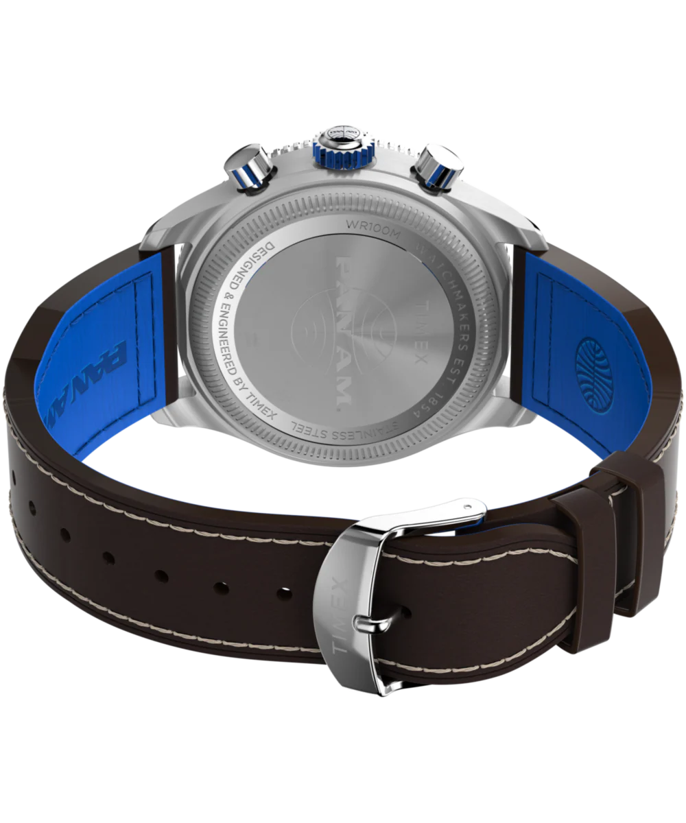 Pan Am® x Timex Fly-Back Chronograph 43mm Leather Strap Watch - Image 5