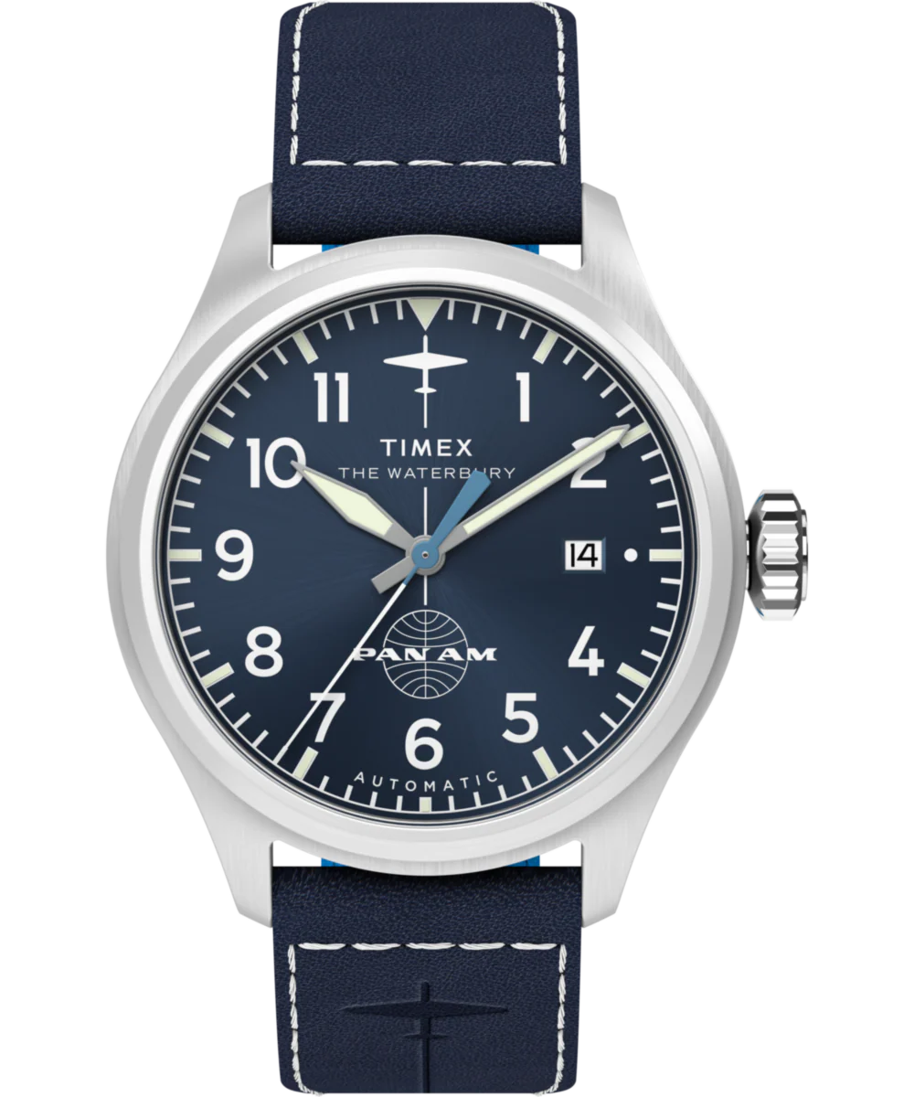 Pan Am® x Timex Waterbury Automatic Ace 41mm Leather Strap Watch