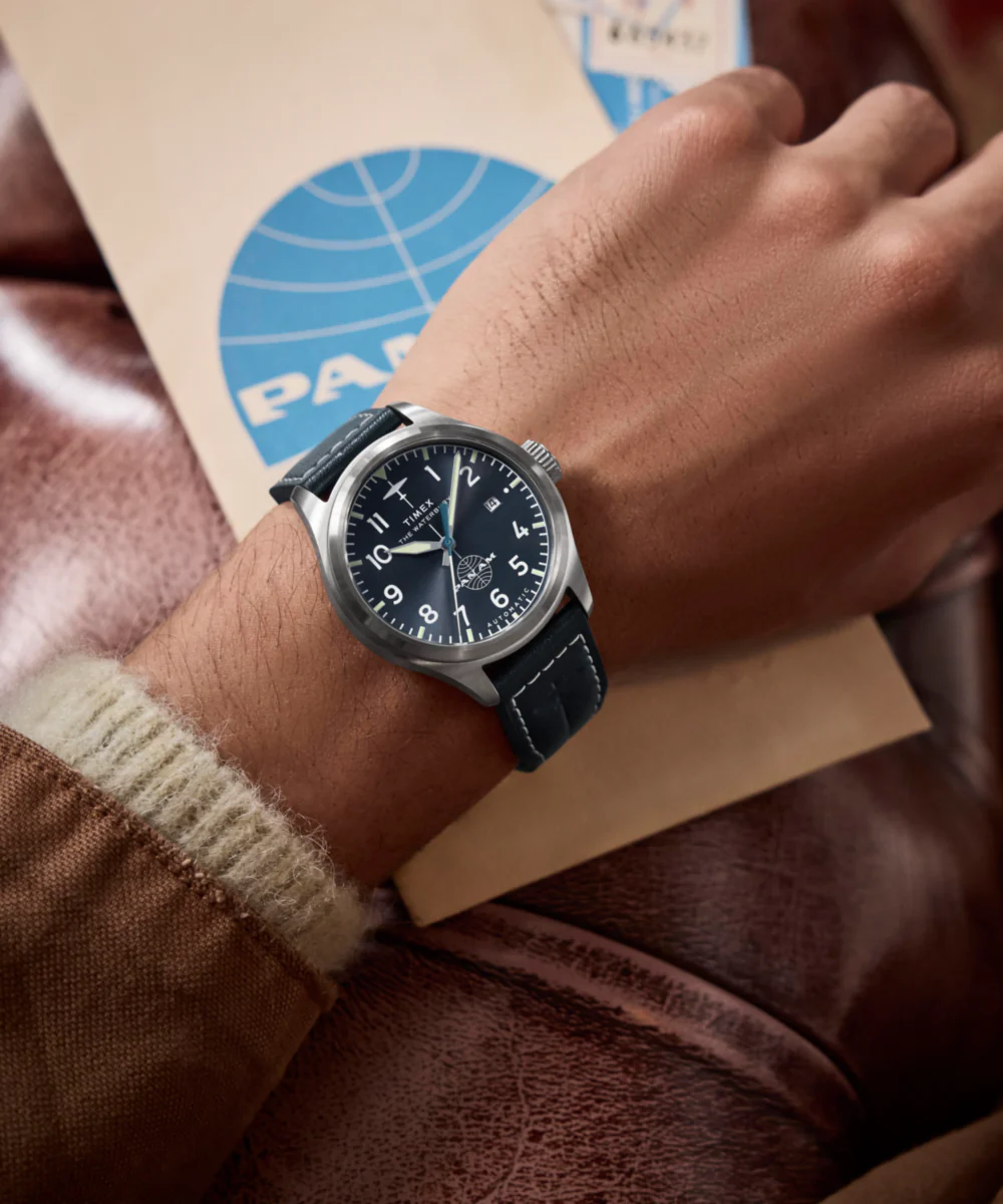 Pan Am® x Timex Waterbury Automatic Ace 41mm Leather Strap Watch - Image 2