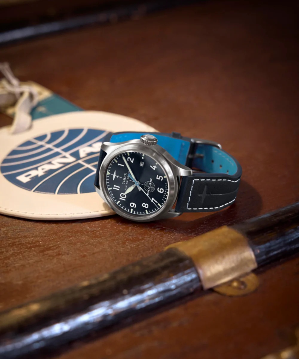 Pan Am® x Timex Waterbury Automatic Ace 41mm Leather Strap Watch - Image 8