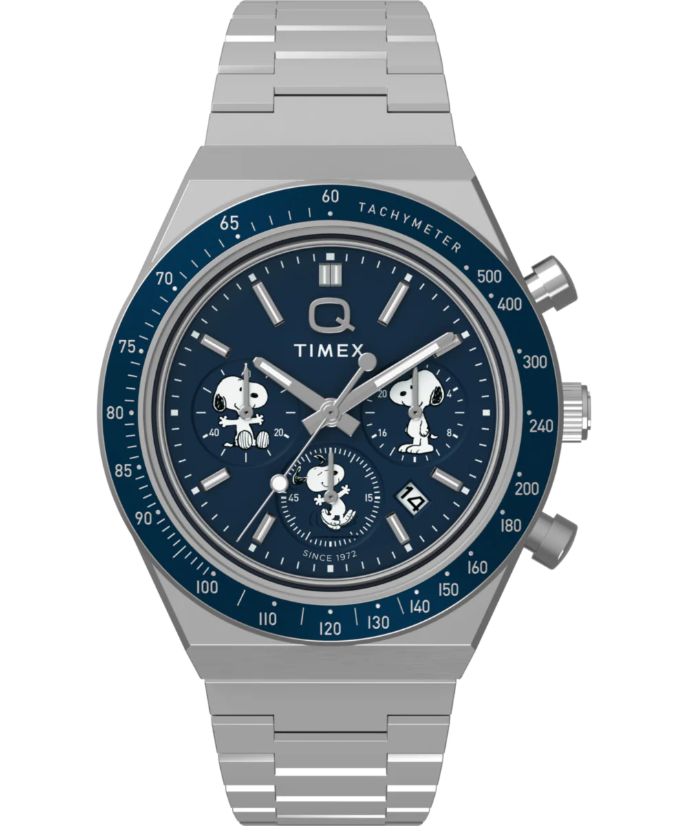 Peanuts® x Q Timex Chronograph 40mm Stainless Steel Bracelet Watch