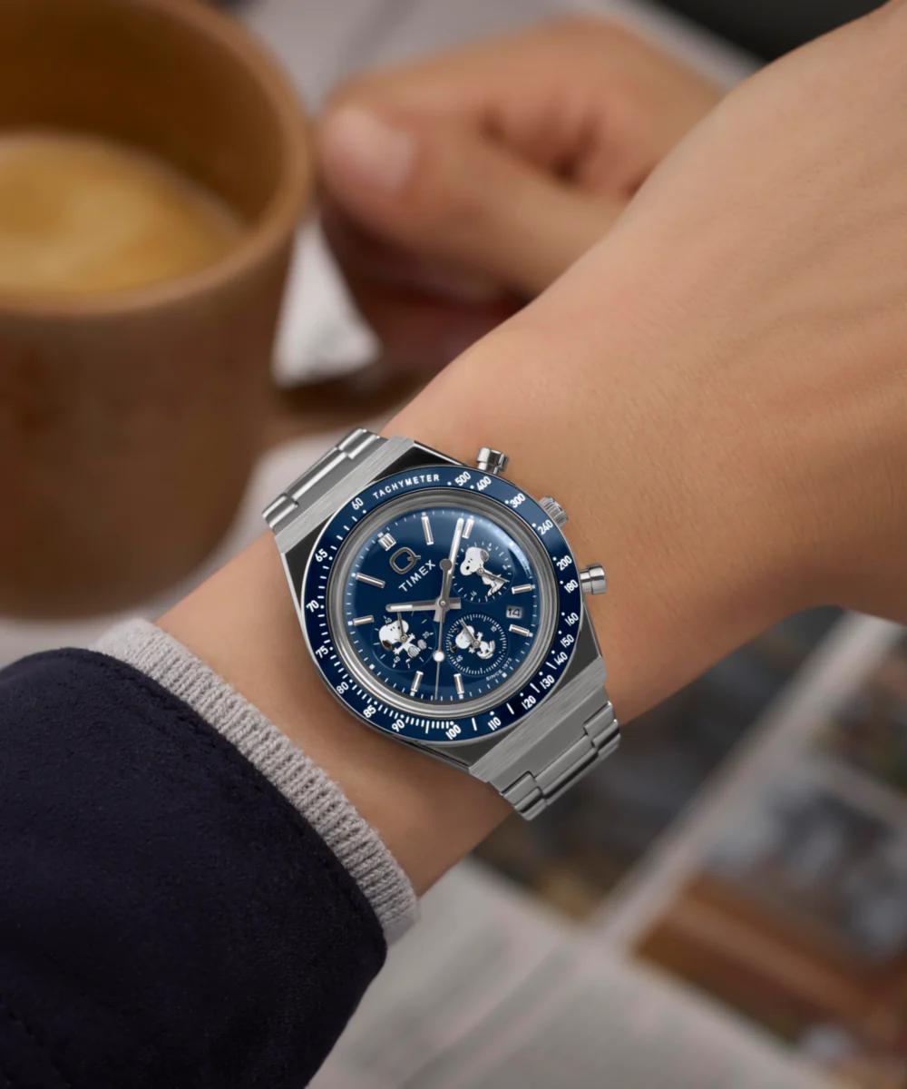 Peanuts® x Q Timex Chronograph 40mm Stainless Steel Bracelet Watch - Image 2