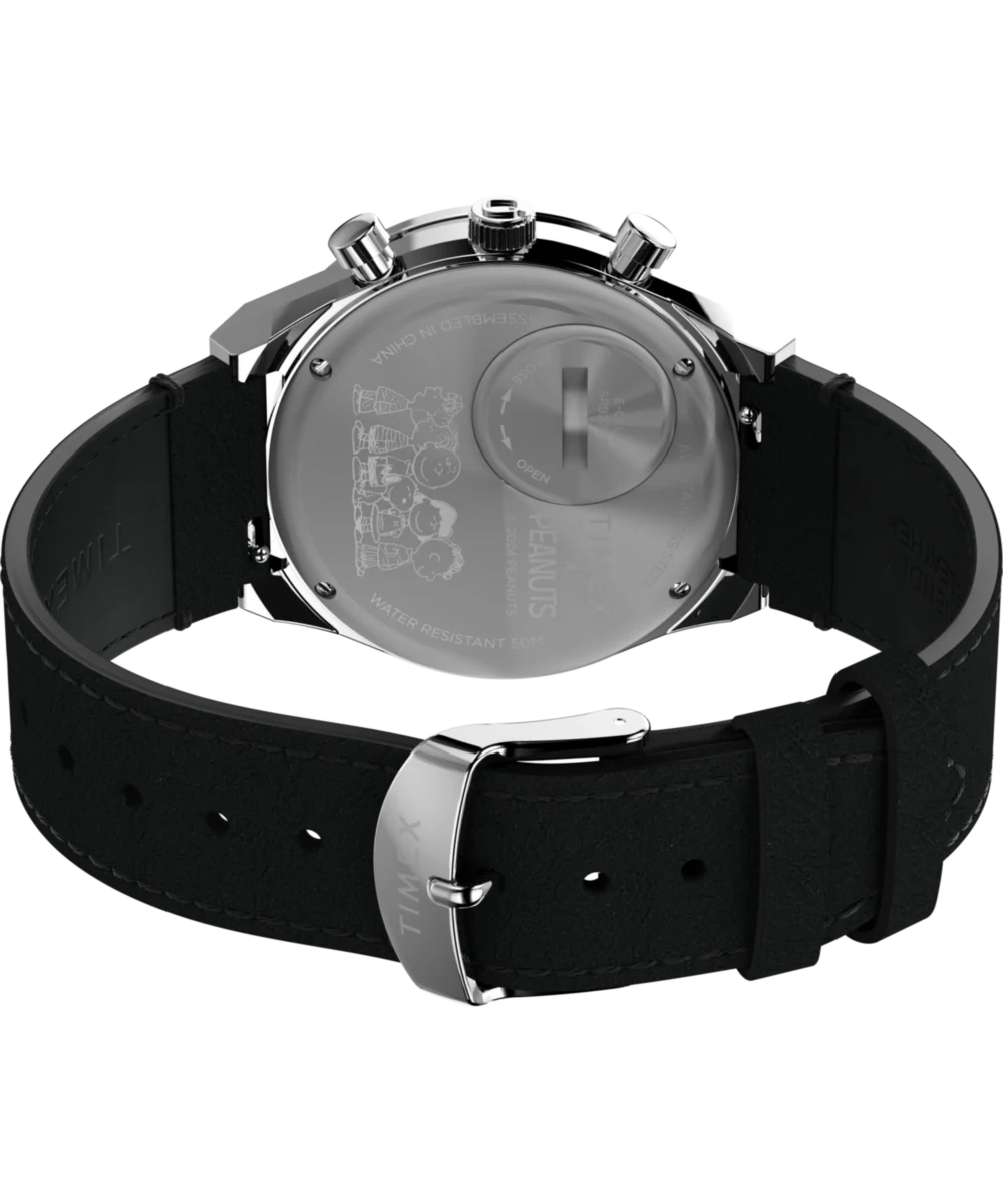 Peanuts® x Q Timex® Snoopy 40mm Leather Strap Watch - Image 5
