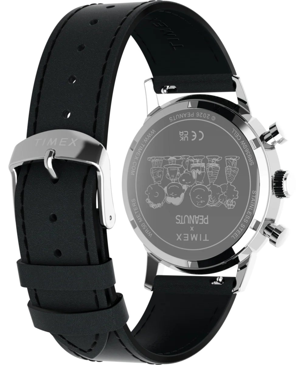 Peanuts® x Timex Marlin® Chronograph Joe Cool 40mm Leather Strap Watch - Image 6