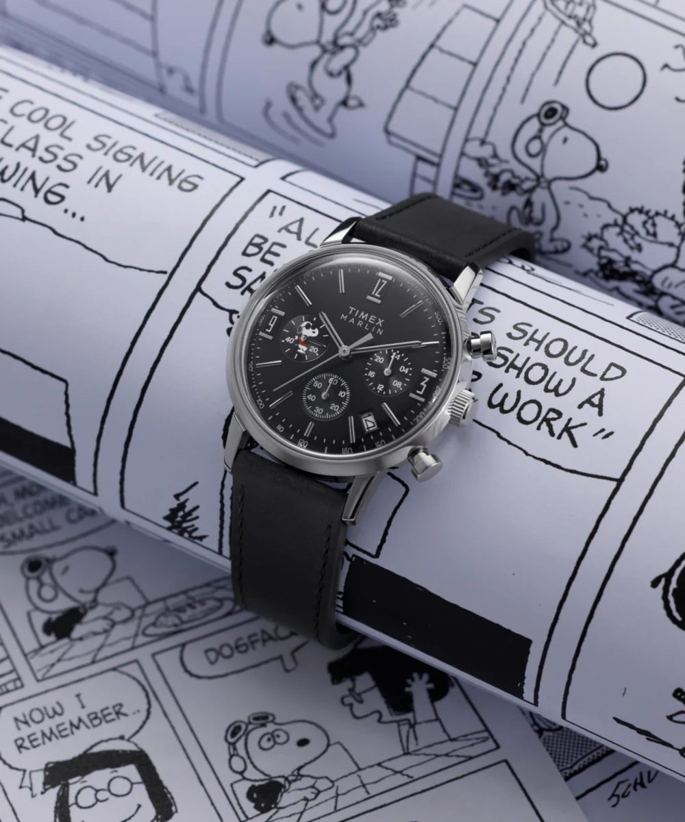Peanuts® x Timex Marlin® Chronograph Joe Cool 40mm Leather Strap Watch - Image 7