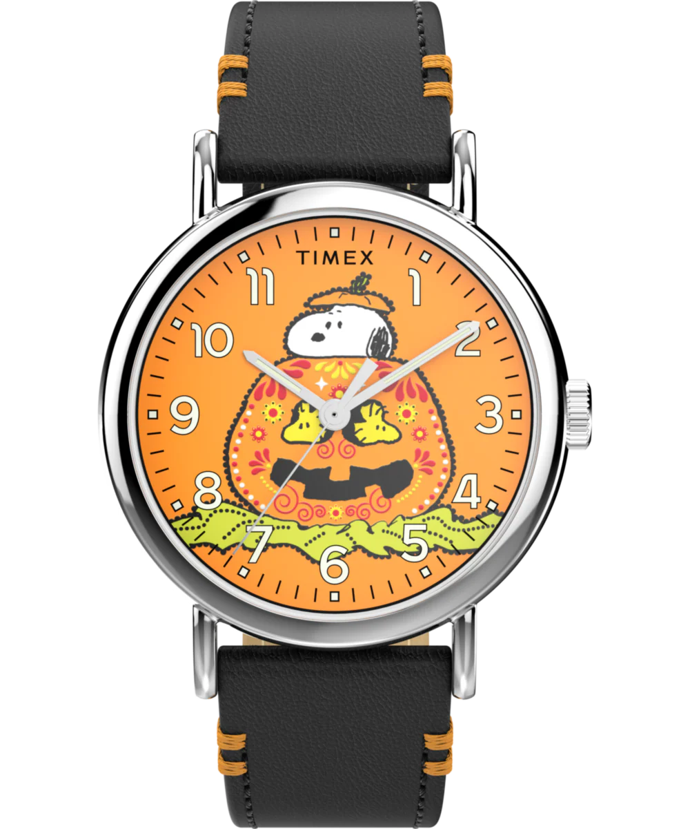 Peanuts® x Timex Weekender Pumpkin Dial 40mm Leather Strap Watch