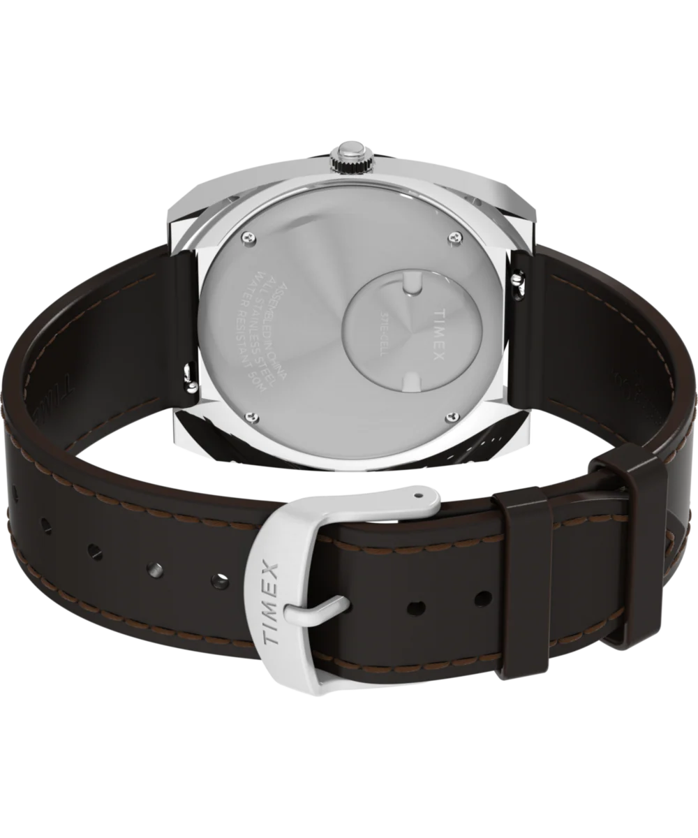 Q Timex® 1972 World Time 39mm Leather Strap Watch - Image 5