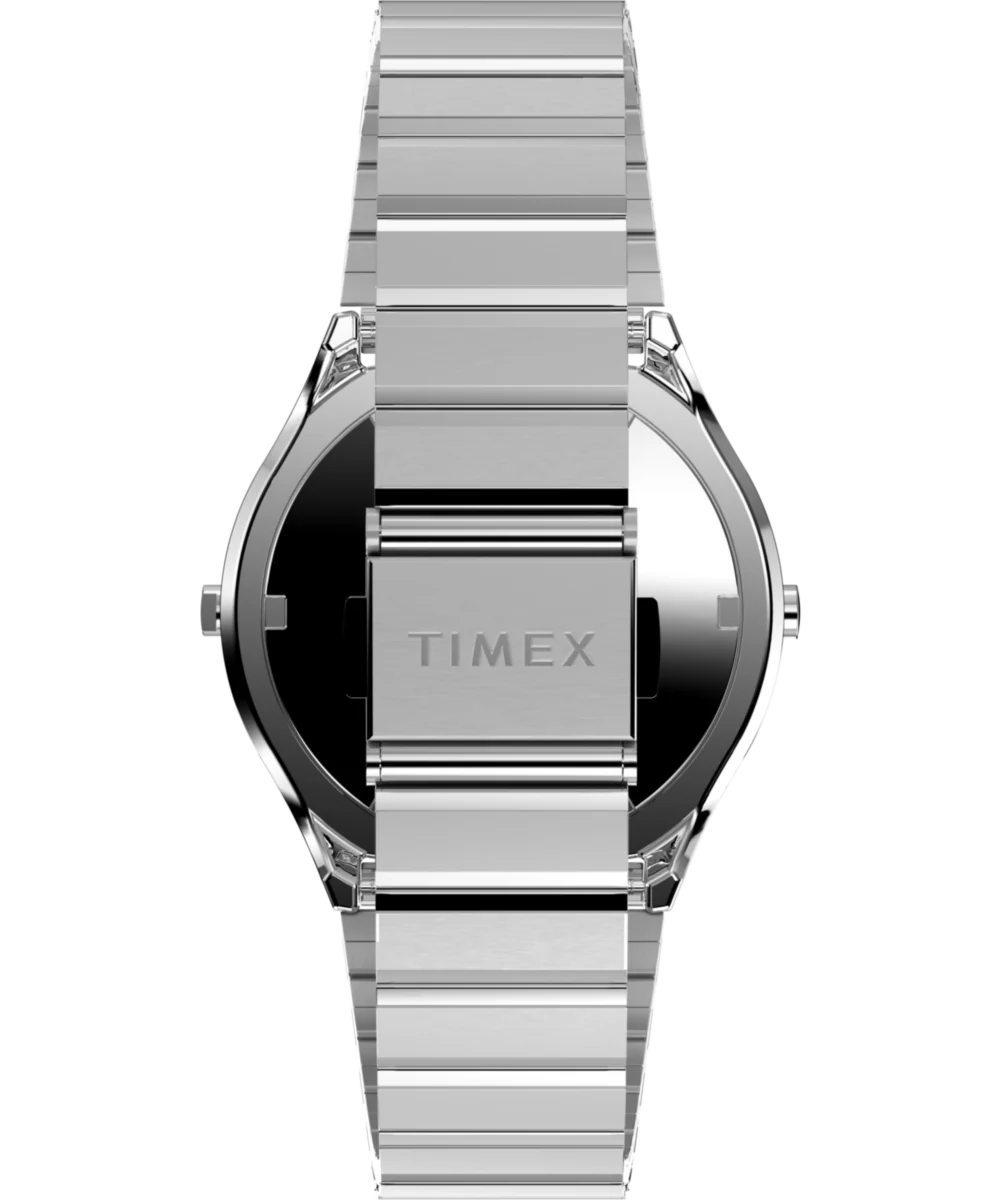 Q Timex® 1975 SSQ Digital Reissue 38mm Stainless Steel Bracelet Watch - Image 3