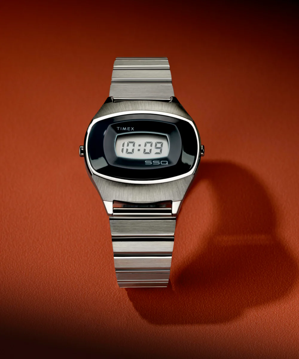 Q Timex® 1975 SSQ Digital Reissue 38mm Stainless Steel Bracelet Watch - Image 6