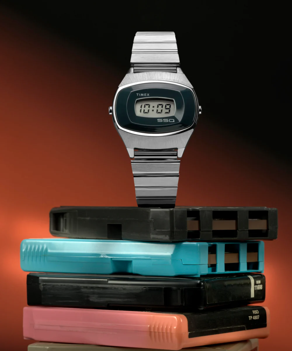 Q Timex® 1975 SSQ Digital Reissue 38mm Stainless Steel Bracelet Watch - Image 7