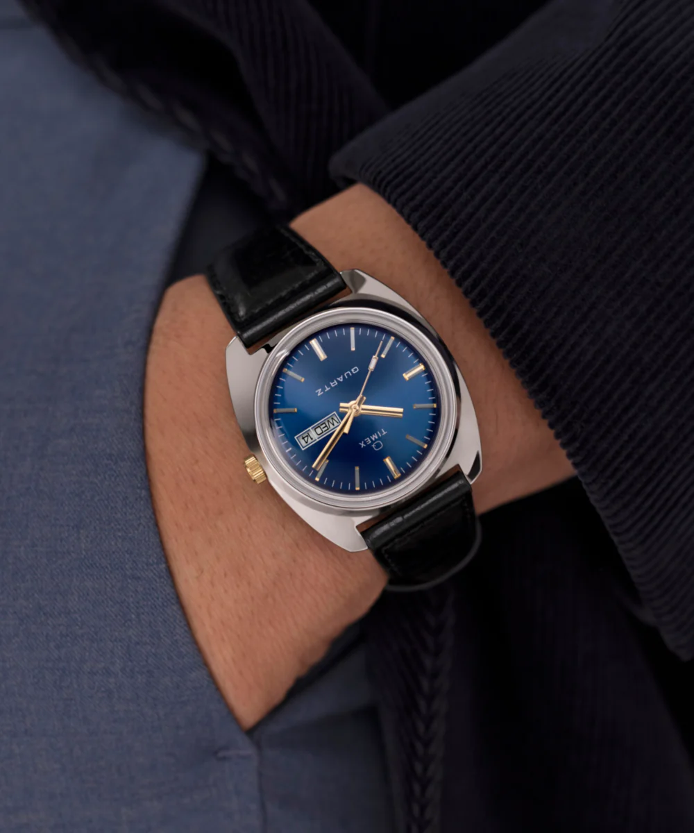 Q Timex® 1978 Day/Date 37.5mm Leather Strap Watch - Image 2