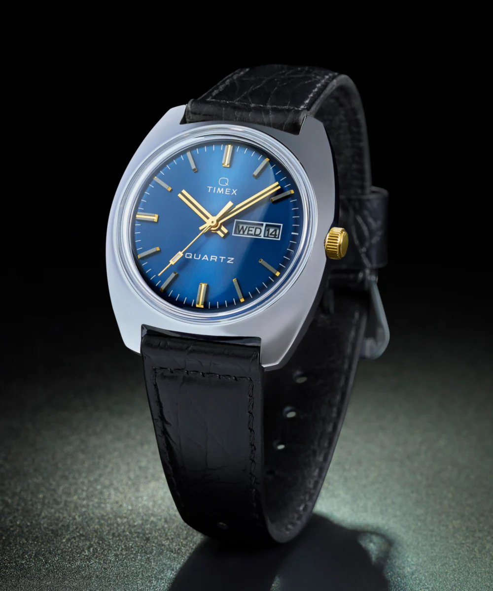Q Timex® 1978 Day/Date 37.5mm Leather Strap Watch - Image 7