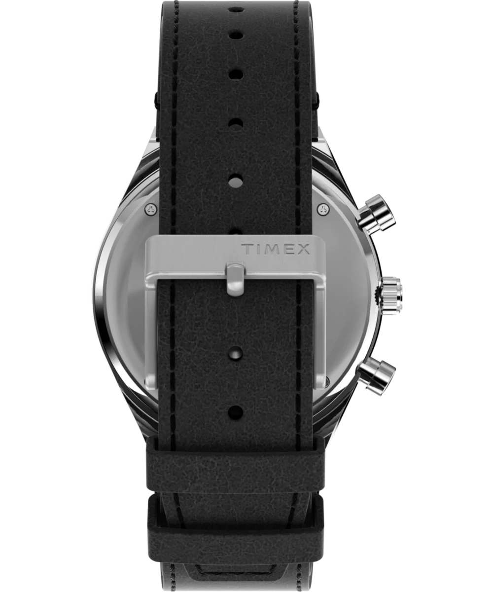 Q Timex Chronograph 40mm Leather Strap Watch - Image 3