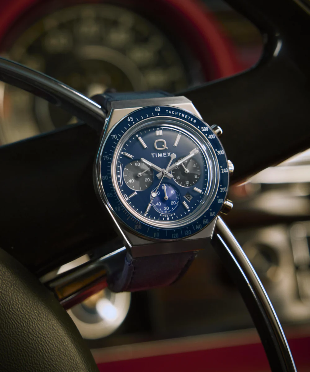 Q Timex® Chronograph 40mm Leather Strap Watch - Image 6