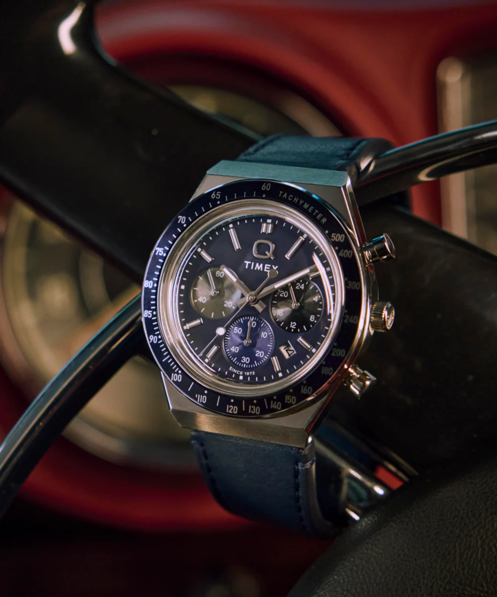 Q Timex® Chronograph 40mm Leather Strap Watch - Image 7