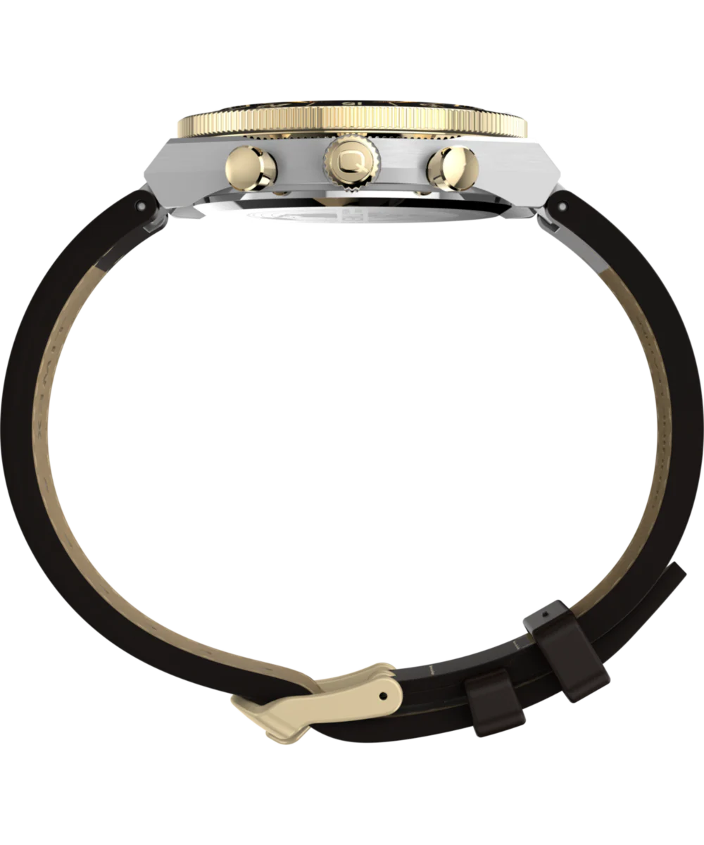 Q Timex Continental Chronograph 40mm Leather Strap Watch - Image 2