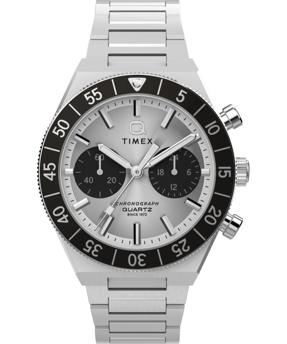 Q Timex Continental Chronograph 40mm Stainless Steel Bracelet Watch