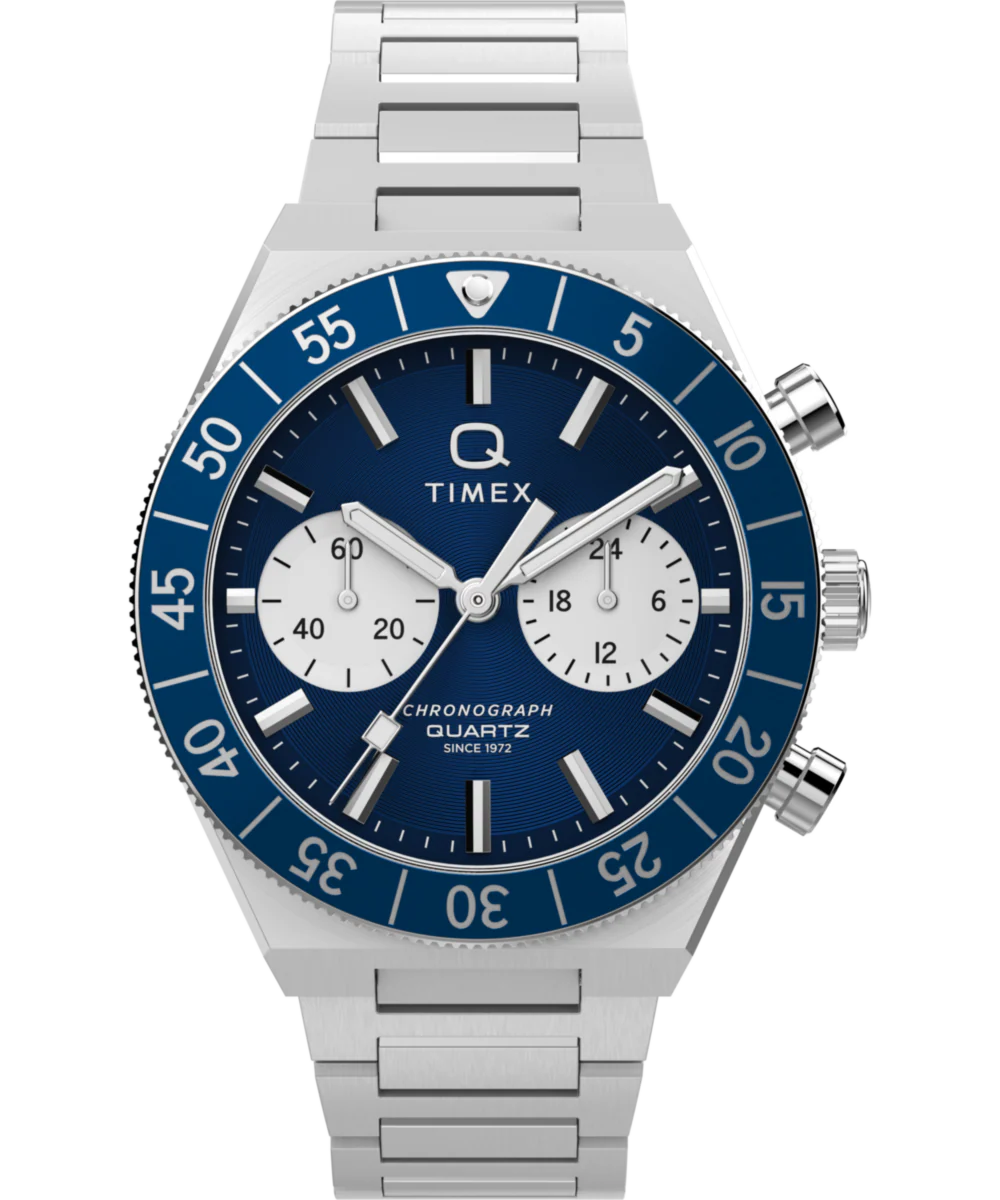 Q Timex Continental Chronograph 40mm Stainless Steel Bracelet Watch
