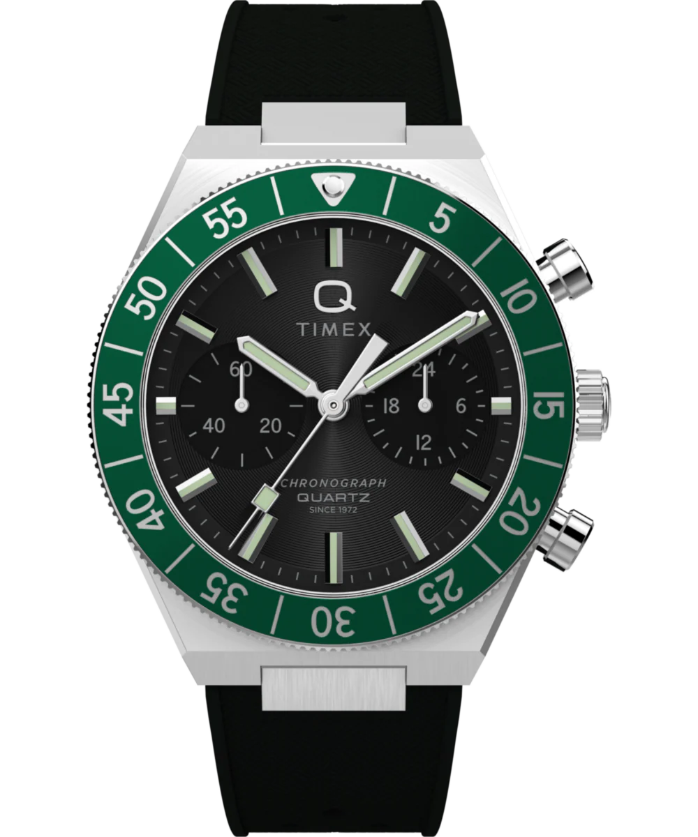 Q Timex Continental Chronograph 40mm Synthetic Rubber Strap Watch