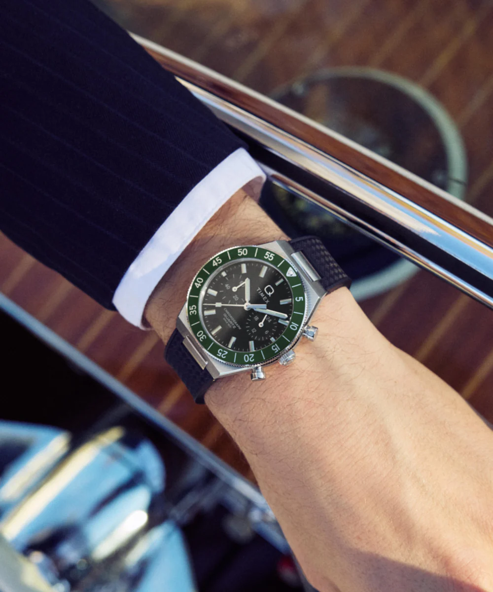 Q Timex Continental Chronograph 40mm Synthetic Rubber Strap Watch - Image 2